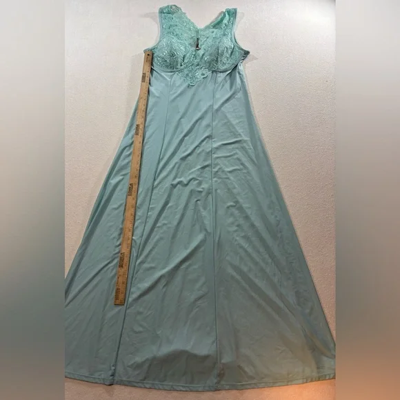 Sol Surroundings Lace Nightgown teal Green Sleeveless Maxi Slip Dress M - Picture 5 of 9